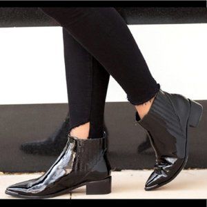 Marc Fisher LTD black leather patent booties